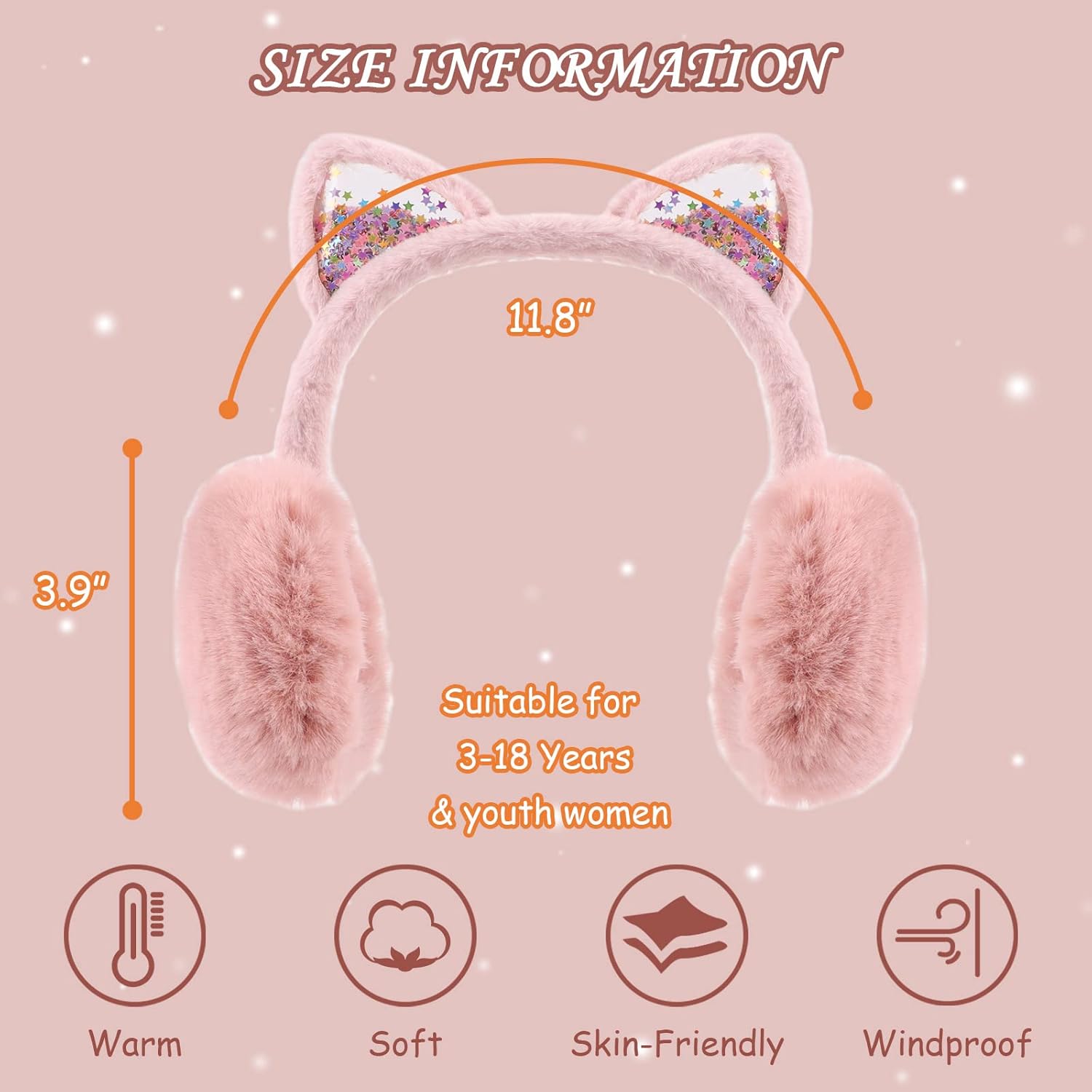 PESAAT Fluffy Ear Muff for Women Plush Earmuffs Kids Winter Earmuffs Girls Boys Cold Weather Ear Warmer - Image 6