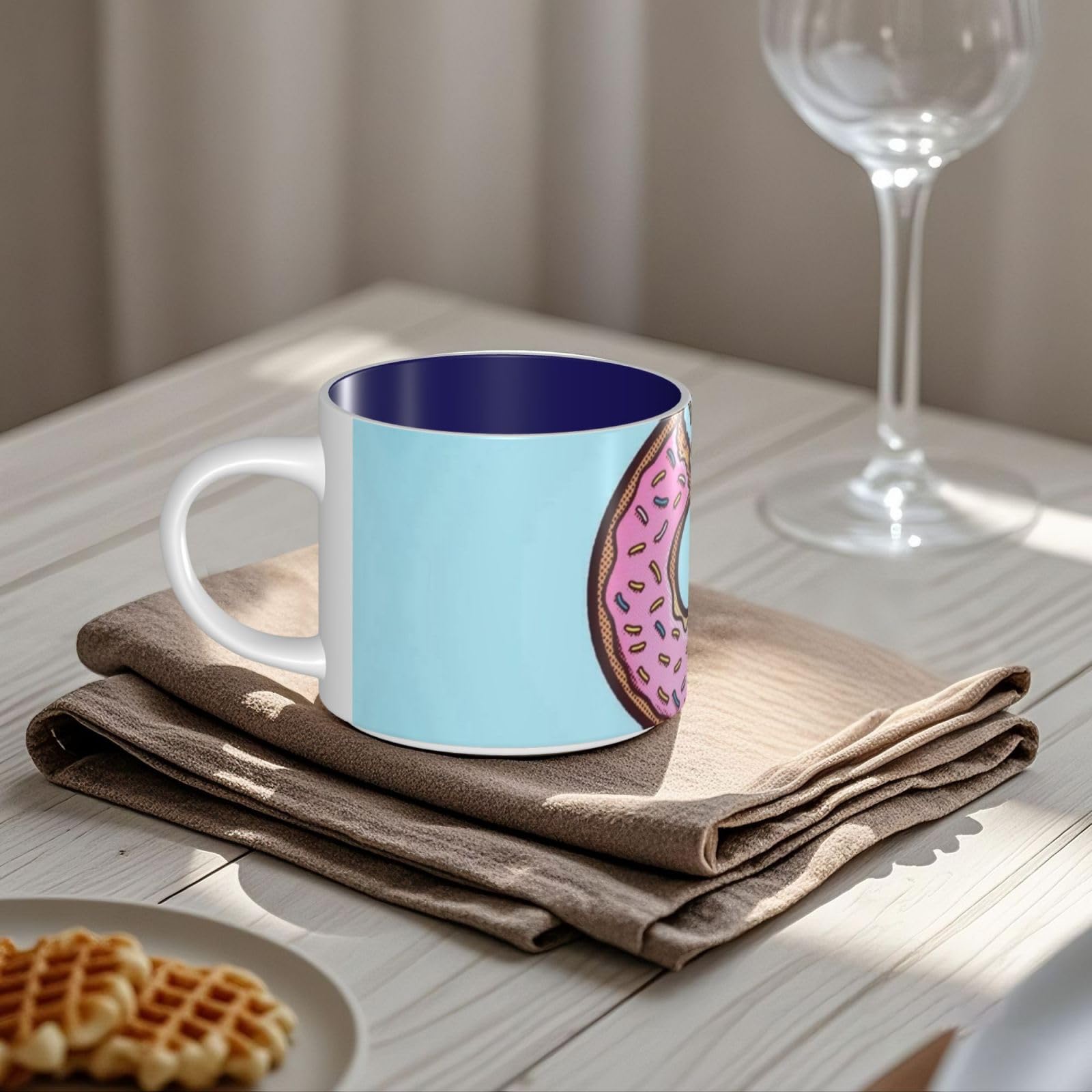 Kubki ceramiczne o dużej pojemności z nadrukiem donutowym filiżanka do kawy