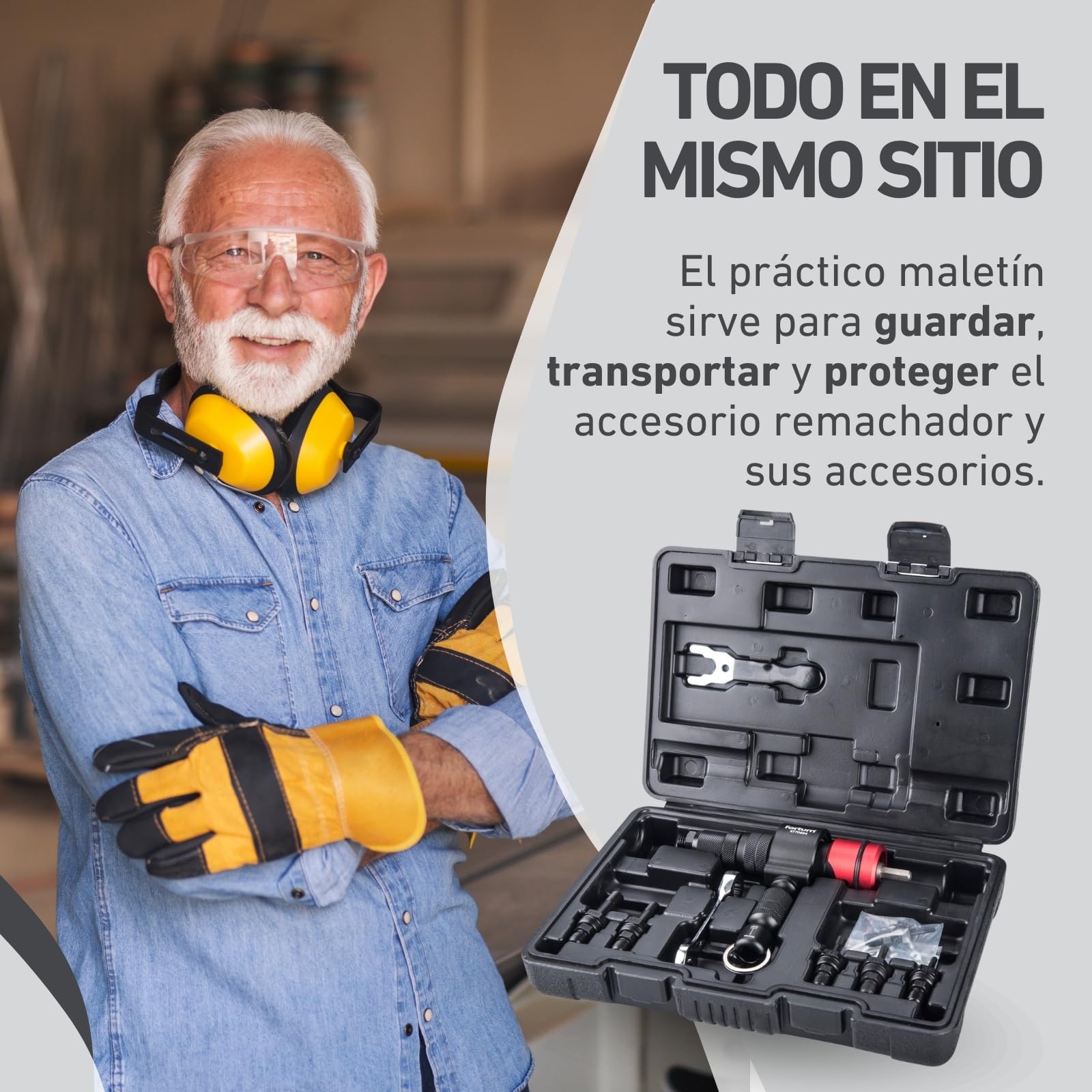 Adaptador de Tuerca Remachada para Taladro y Atornillador | Herramienta para Remachar Tuercas de Aluminio, Acero y Acero Inoxidable | Adaptador Tuercas de M3-M12 | Pistola de Remaches Adaptador