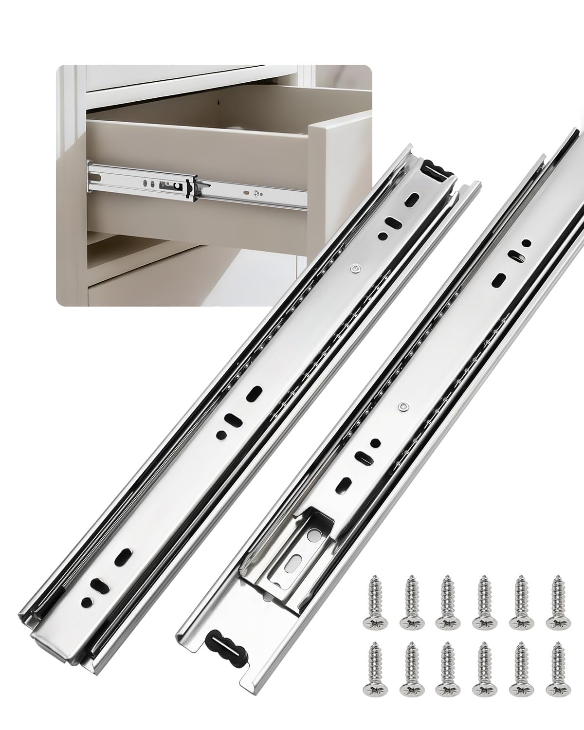 LONTAN 1 Pair Side Mount Drawer Slides 10 Inch Heavy Duty Cabinet Rails