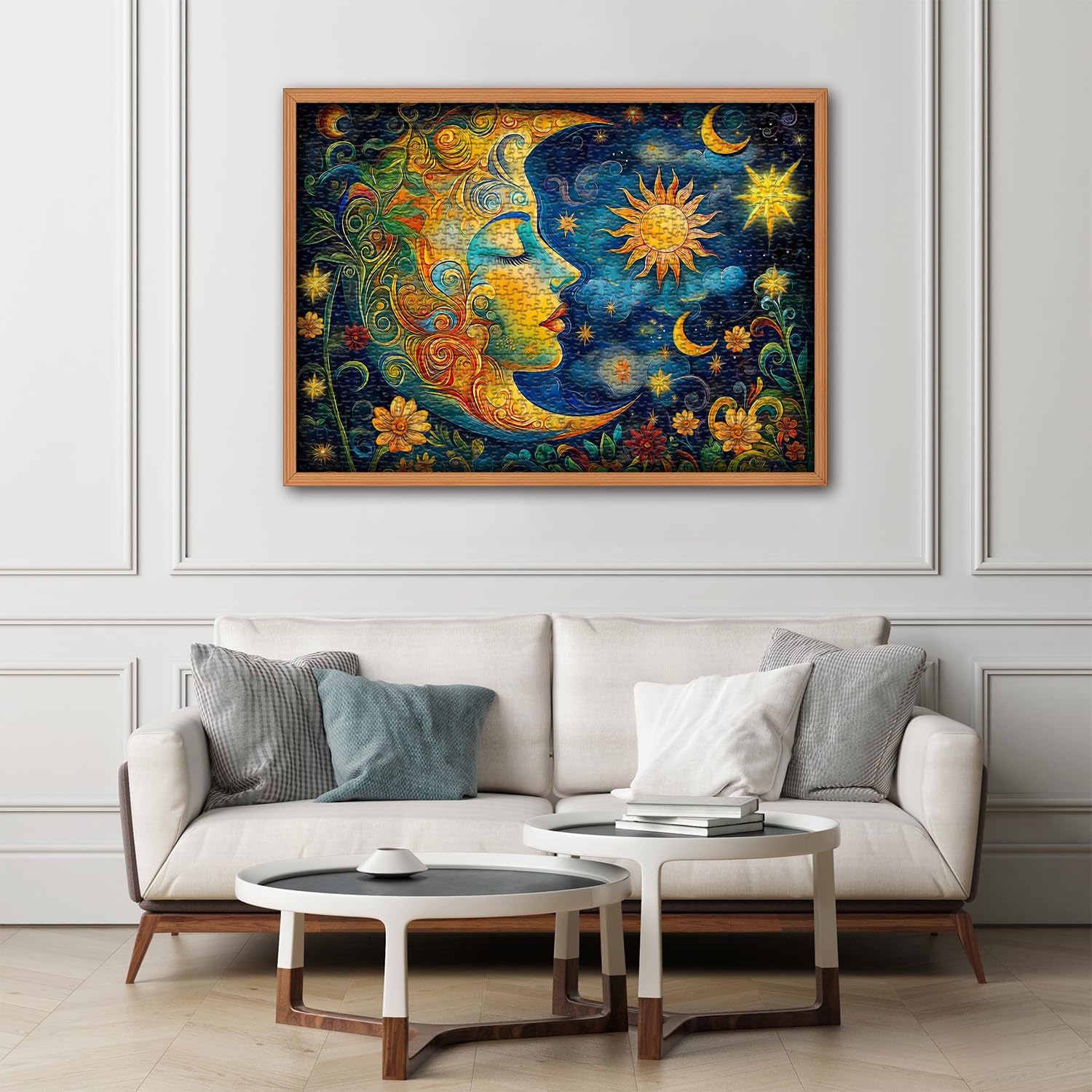 PICKFORU Moon Puzzles for Adults, Starry Night Puzzle 1000 Pieces, Sun Star Flower Art Puzzle, Impossible Difficult Hard Challenging Jigsaw Puzzles for Adults - Image 4