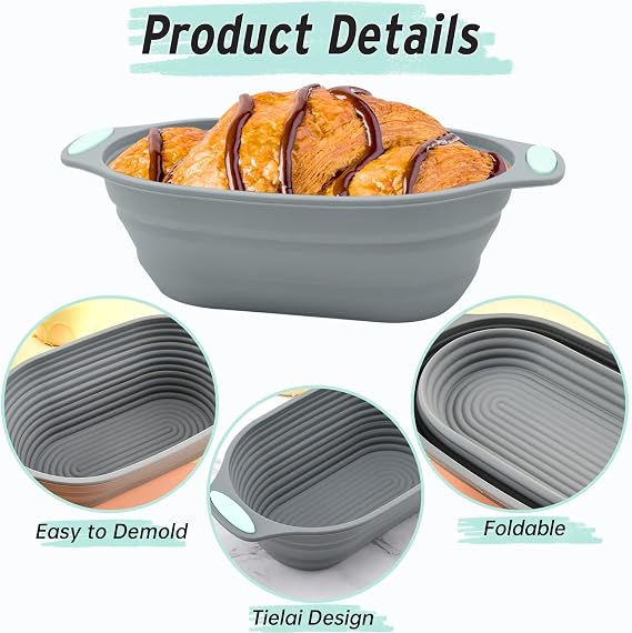 Bread Banneton Proofing Basket, 10 Inch Silicone Oval Sourdough Basket