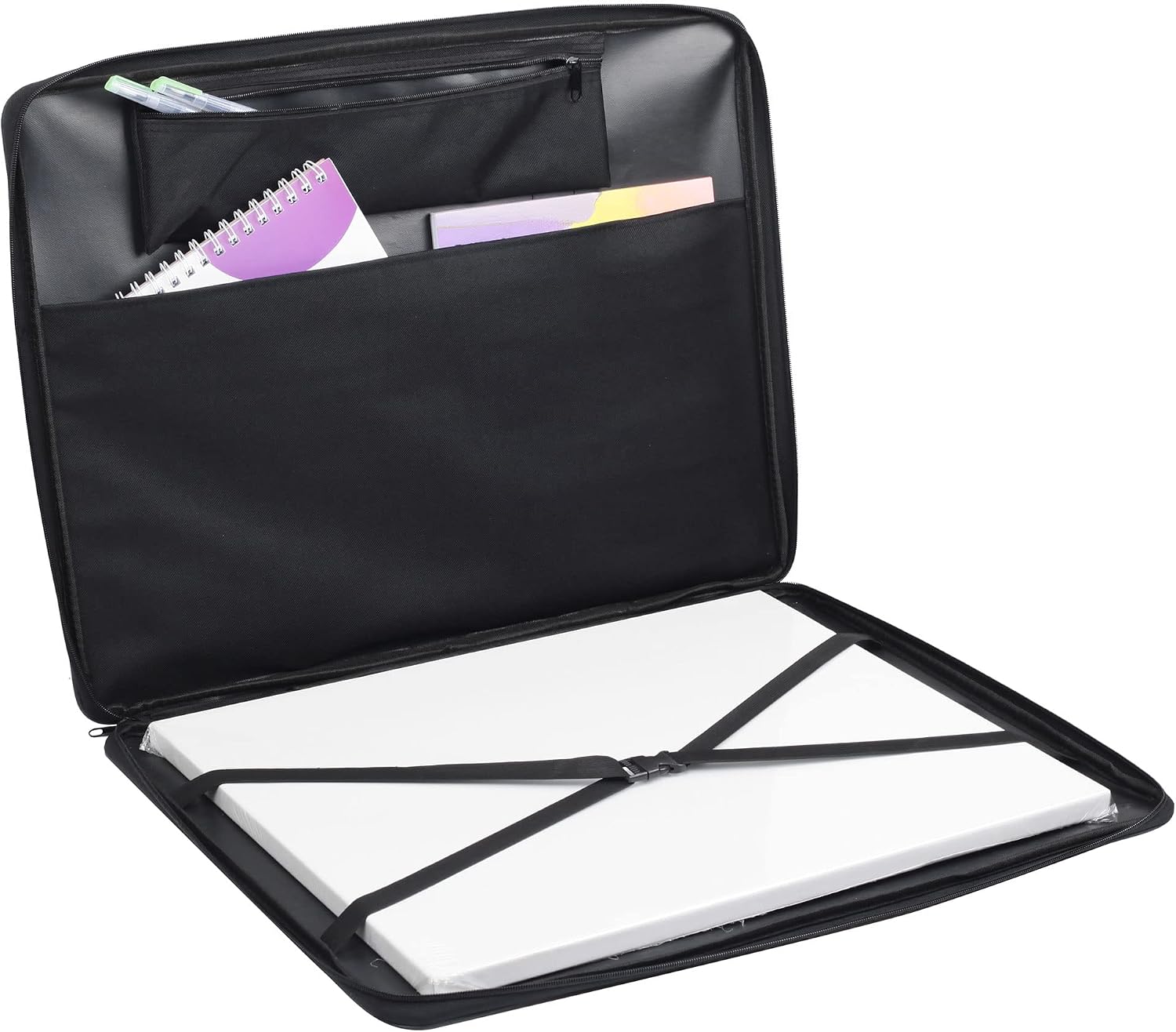 Jjring Art Portfolio Case, Wire Framed Nylon Portfolio Tote, Art Storage Bag in 23 Inches by 17 Inches, Great Art Carrying Bag for Artworks, Posters, Drawings, Prints(Black)