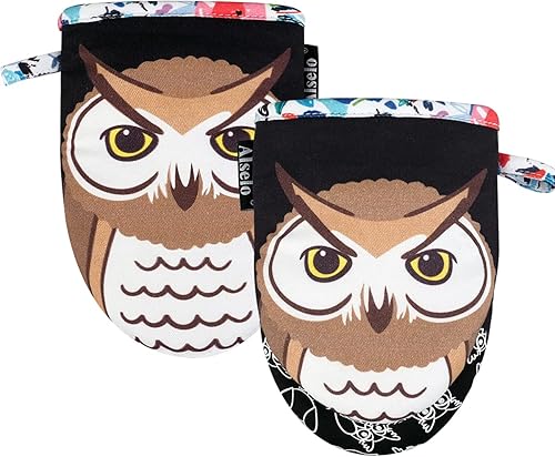 Mini guantes para horno, paquete de 2 guantes de cocina de silicona, resistentes al calor, con agarre antideslizante y forro de algodón acolchado