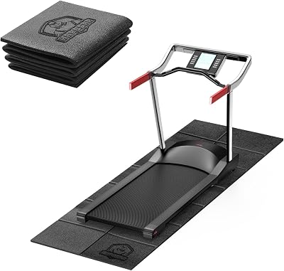 HAPBEAR Foldable Treadmill Mat, 173×61cm/ 200×90cm×5mm, Exercise Bike Mat, Heavy-Duty Floor Protector, Non-slip, Noise Reduction, Waterproof