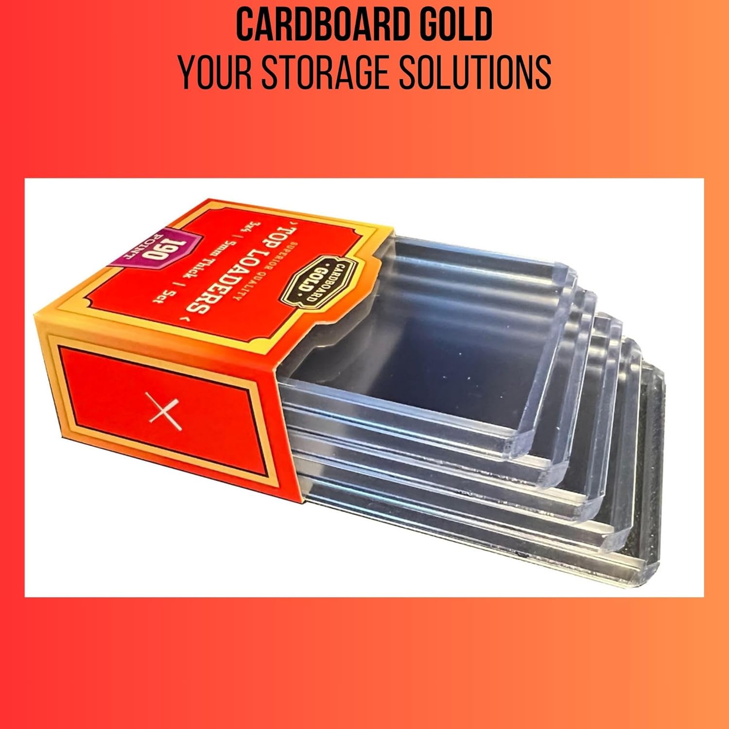 250 CBG 5mm 190pt Pro Top Loaders Toploaders Cardboard Gold 3" x 4" Case - Sealed 50x 5ct Packs Keeps Thicker Jersey Cards Ultra Protected-Full CASE