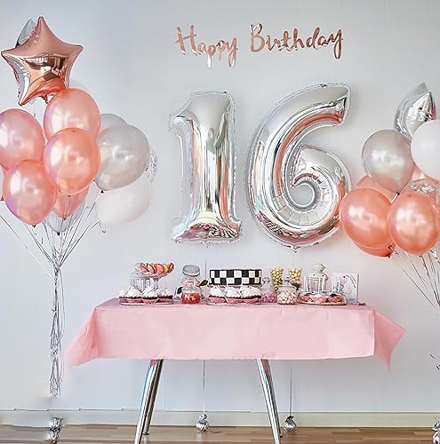 Miniatura 57 de KALOR Globos de Mylar de estrella rosa intenso de 18 pulgadas, 10 globos de helio en forma de estrella para bodas, baby shower, decoraciones de Rosa