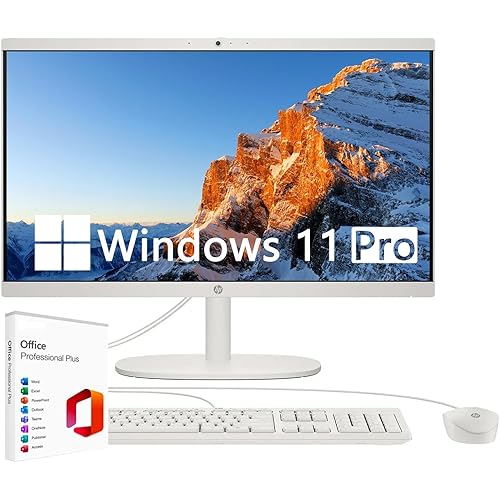 HP 21.5" FHD All-in-One Desktop Computer, Intel Processor N100, Intel UHD Graphics, Business Desktop, 8GB DDR5-4800 MT/s RAM, 128GB UFS, WiFi 6, Copilot AI, Win 11 Pro - Cashmere White