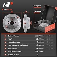 Vista 3 de A-Premium Juego de rotores de freno de disco perforados y ranurados delanteros y traseros + pastillas de cerámica compatibles con modelos