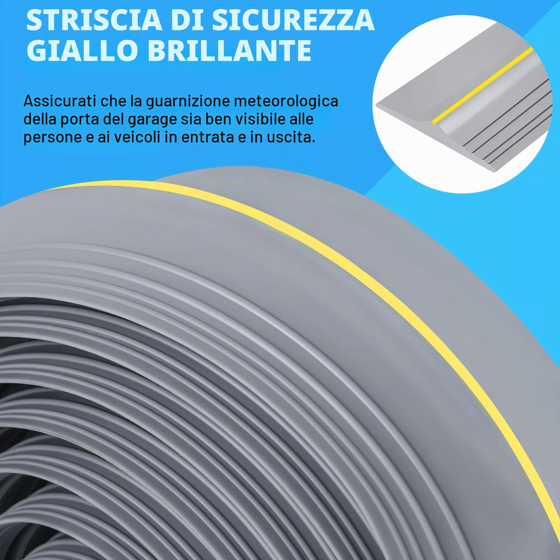 Guarnizione universale per porta del garage, in gomma, per soglia di soglia (3 m, grigio)