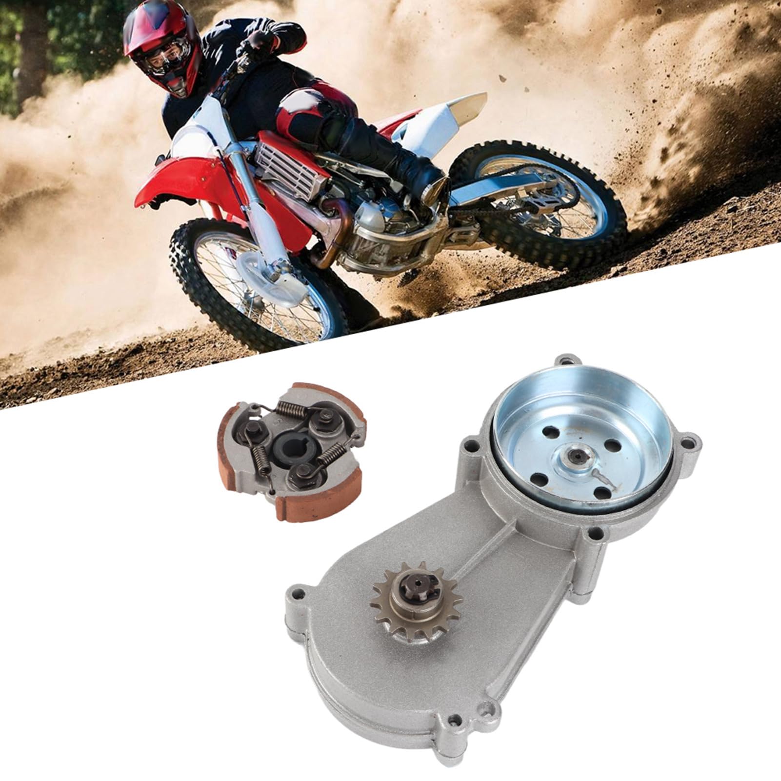 Scatola Ingranaggi, Kit Frizione Scatola Ingranaggi con alloggiamento Tamburo in Lega di Acciaio 14T Adatto per Parti di ATV Mini Quad Tascabile 47cc 49cc