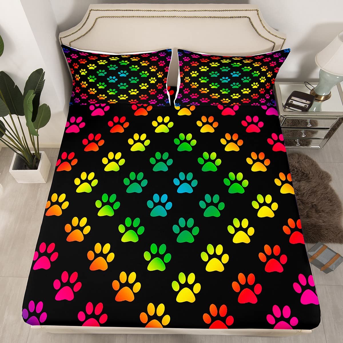 paw print sheet set