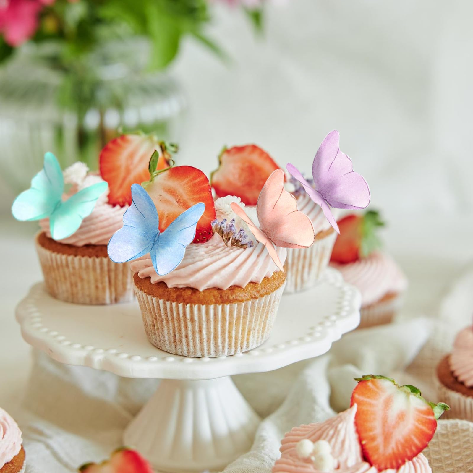 72 Stück Essbare Schmetterlinge Für Torten – Bunt, Aus Oblatenpapier, In Aufbewahrungsbox, Für Geburtstag & Hochzeit