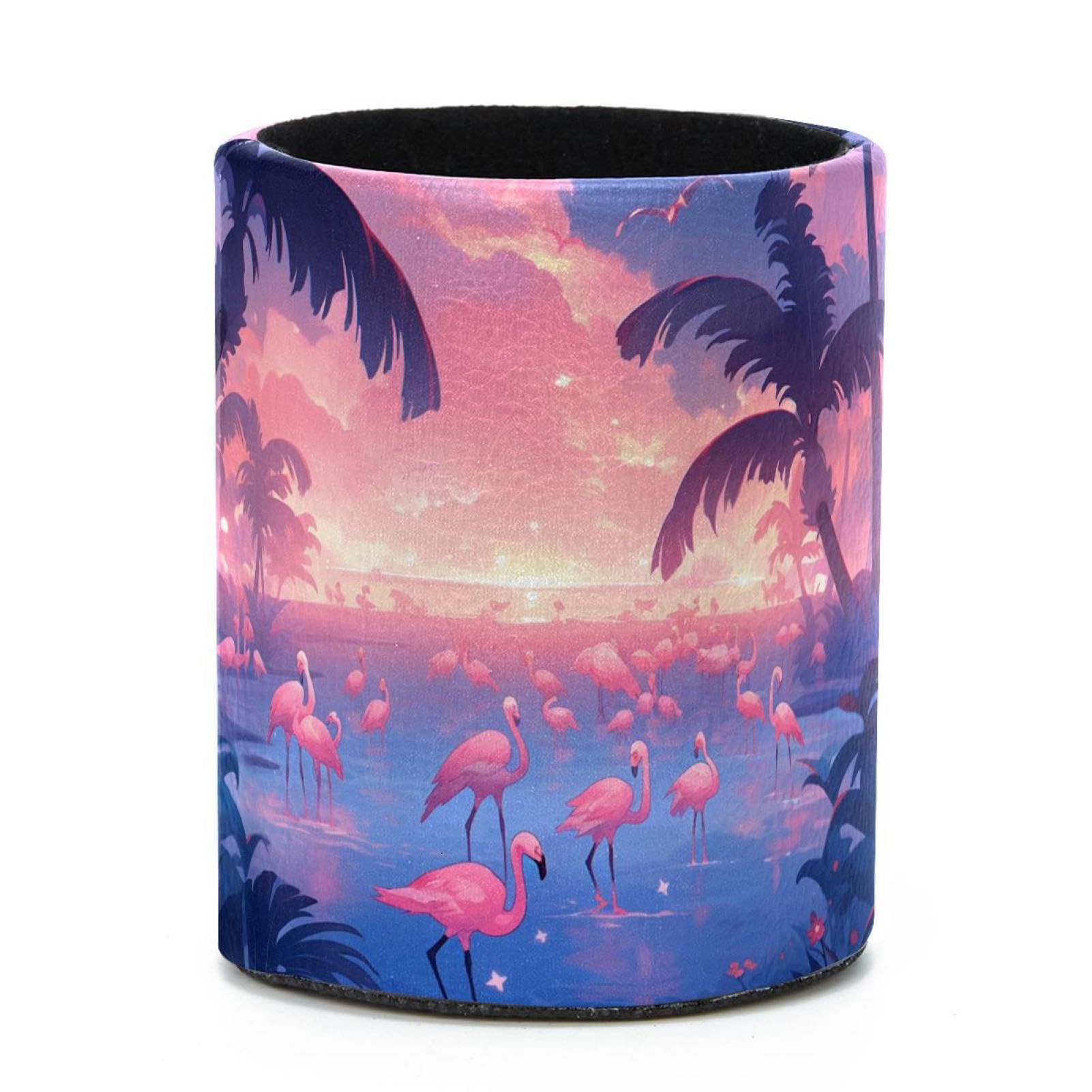 VAPOKF Round Pencil Holders for Desk, Flamingo Pen Holders Pen Pot Makeup Brushes Storage Desktop Stationery Supplies Organiser for Home Office