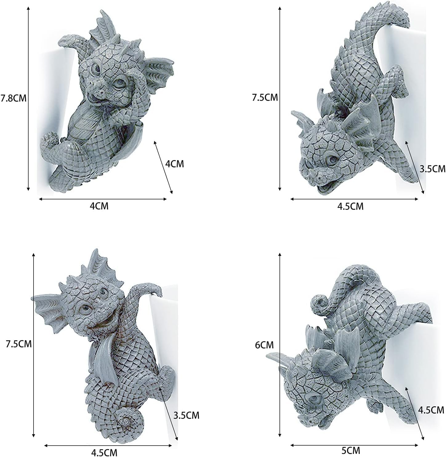 Tuzsocr 4 piece Courtyard Dinosaur Plant Pot Hanger,Outdoor Dinosaur Hanging Cup Model,Lovely Resin Dragon Statue,Hanging Garden Ornament,for plant pots planters - Image 2