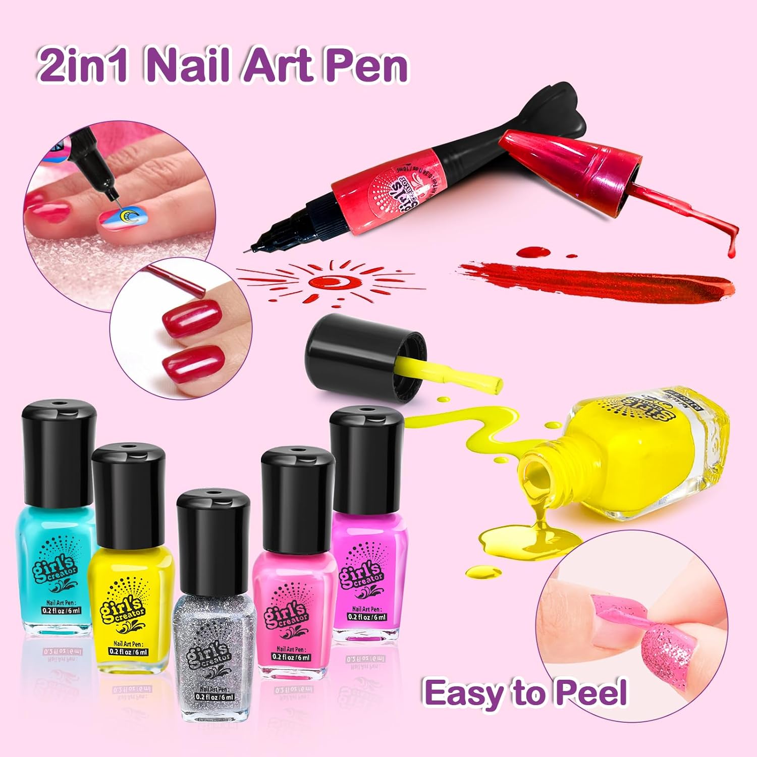 Kids Nail Polish Set for Girls - Girl Toys 8-10 - Nail Art Kit for Kids Ages 7-12, Non toxic Nail