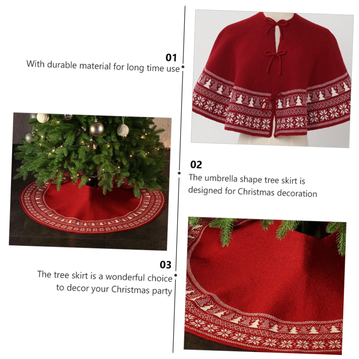 PRETYZOOM 5 STK Gestrickter Weihnachtsbaumrock Weihnachtsdekorationen Christbaumschmuck weihnachtsbaumschürze Christbaum Teppich Weihnachtsszenendekoration Baumbodenabdeckung rot