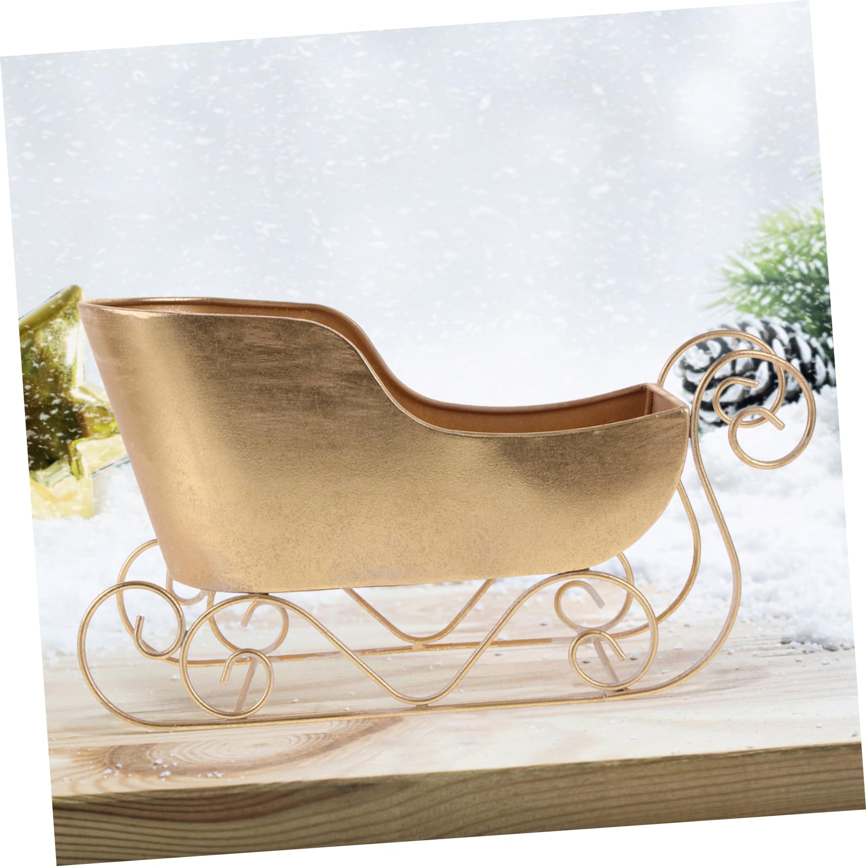 Adorno Navideño De Trineo Pequeño De Hierro, Decoración Navideña Ligera y Compacta para Árbol y Fiestas, Mini Modelo Coleccionable para Escritorio y Fondo Fotográfico