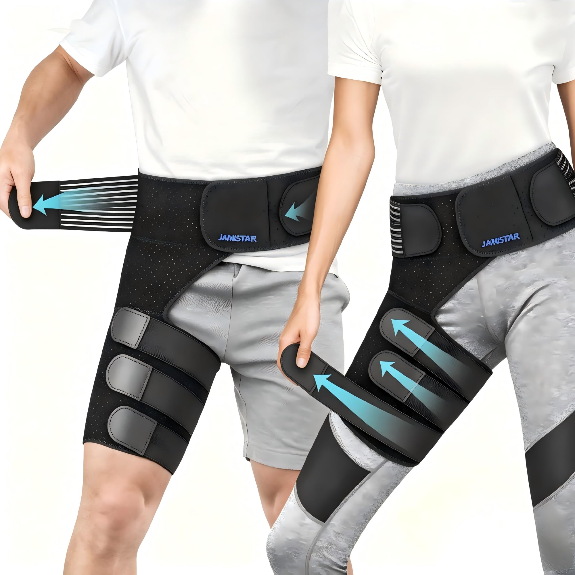 Attelle de hanche pour soulagement de la douleur sciatique – Soutien de l'aine de compression pour homme et femme – Soulagement efficace de la douleur aux cuisses, ischio-jambiers et hanches