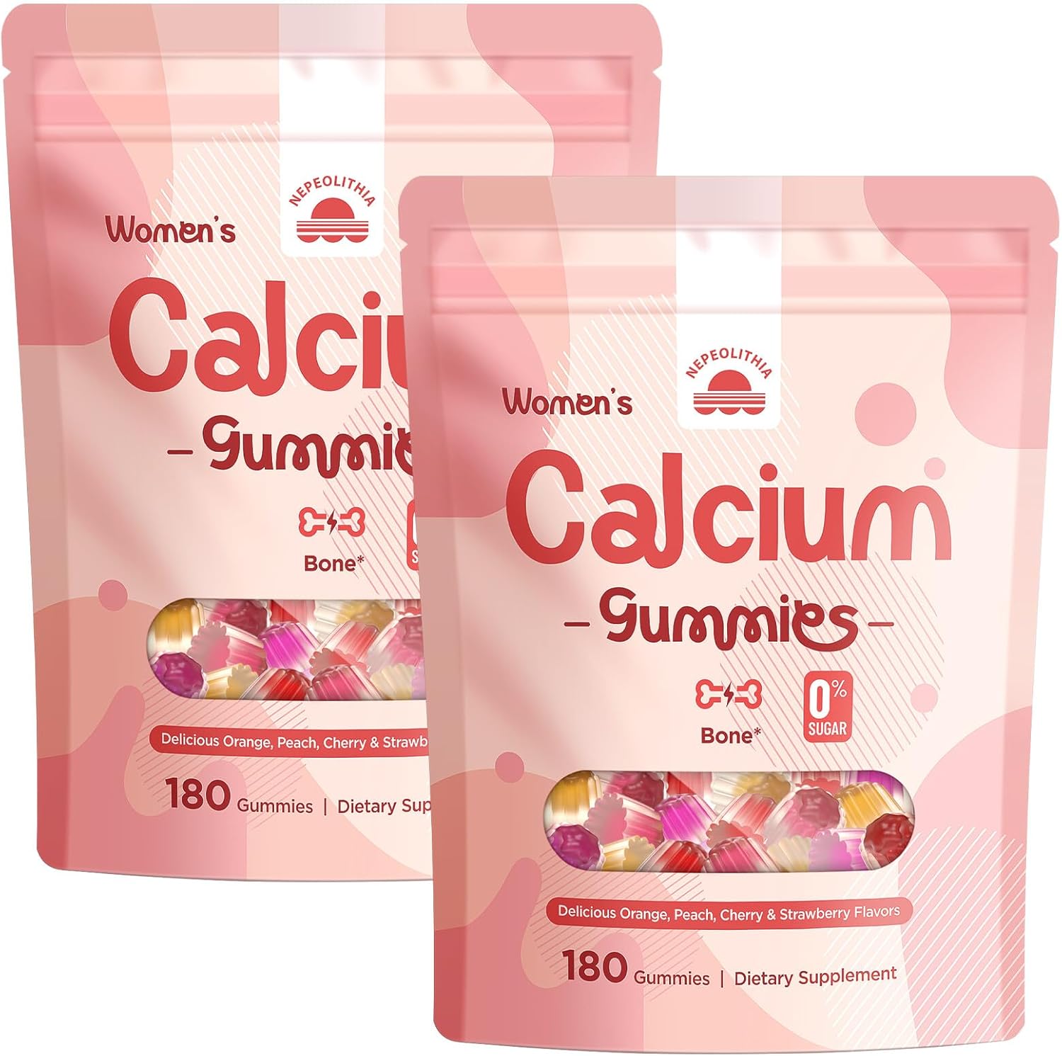 Calcium Gummies for Women – 1500mg Calcium Citrate with Vitamin D3, K2, Magnesium, Zinc, Boron & Soy Isoflavones – Calcium Supplement, Vegan, Zero Sugar, Mixed Fruit Flavors, 360 Count