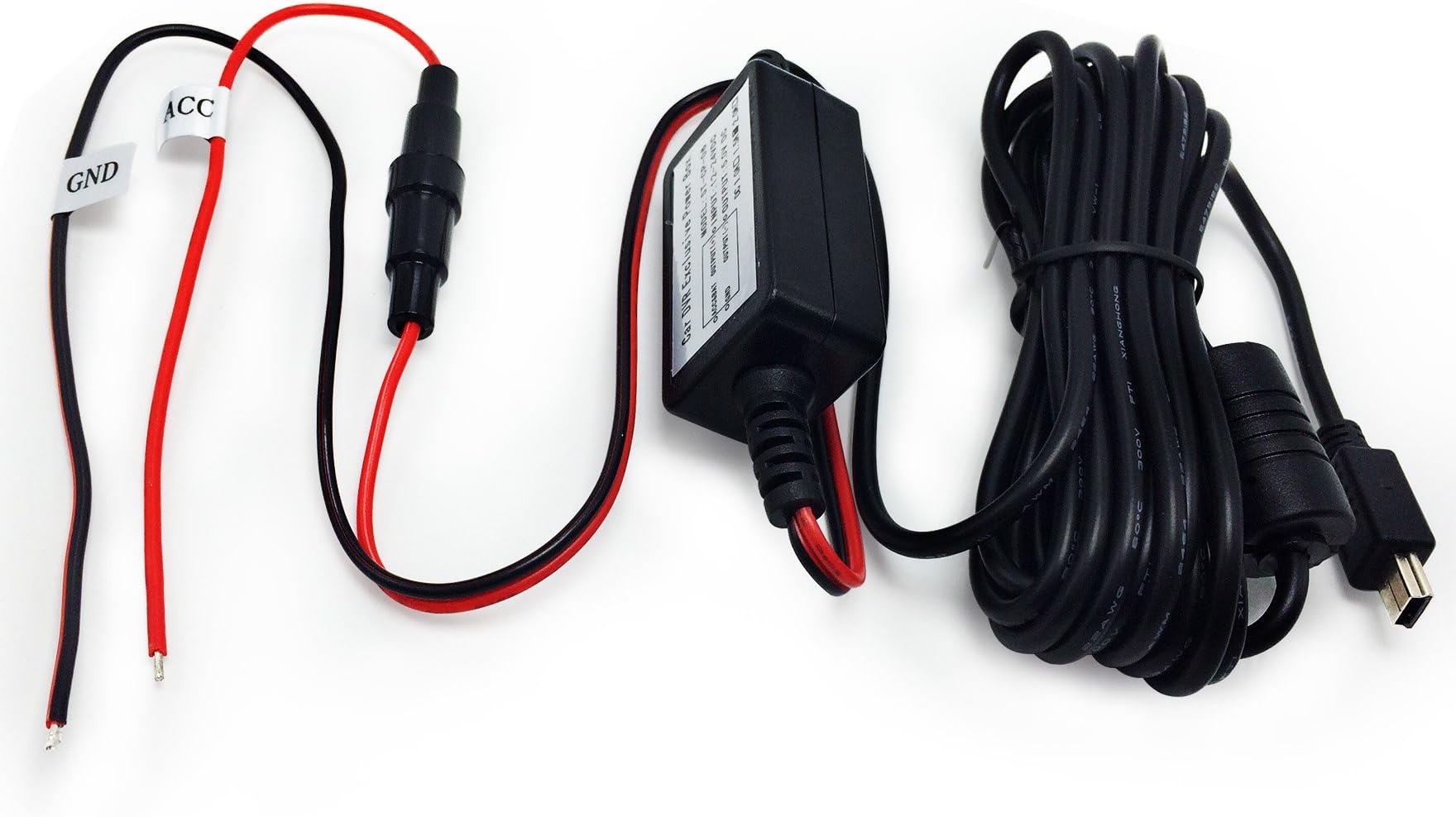 Arpenkin HardWire Kit Mini USB 12V to 5V Magnet Ring Anti-Interferance Power Adapter Cord Cable - Compatible for Rexing V1, A119 A119S A118 A118C A118C2 B40 G1W, G1W-C, G1WH, GT680W(Mini USB)