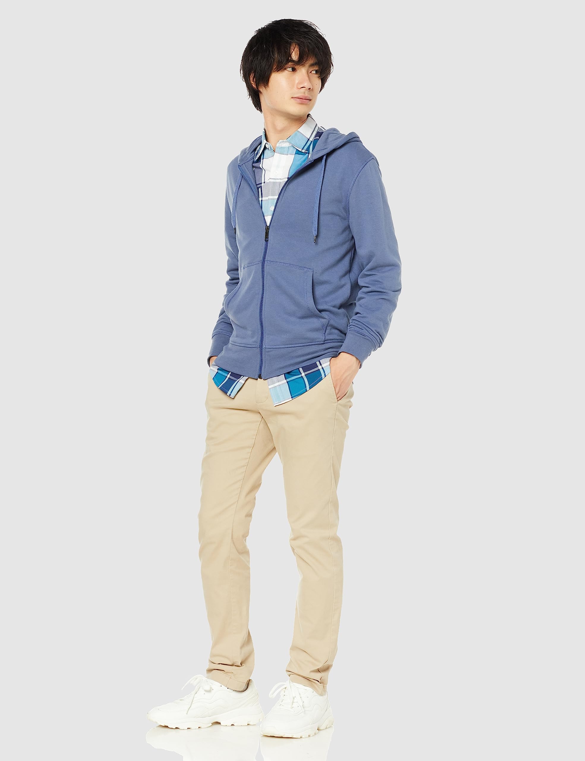 Amazon Essentials Felpa Leggera con Cappuccio in French Terry con Zip Integrale vestibilità Comoda Uomo