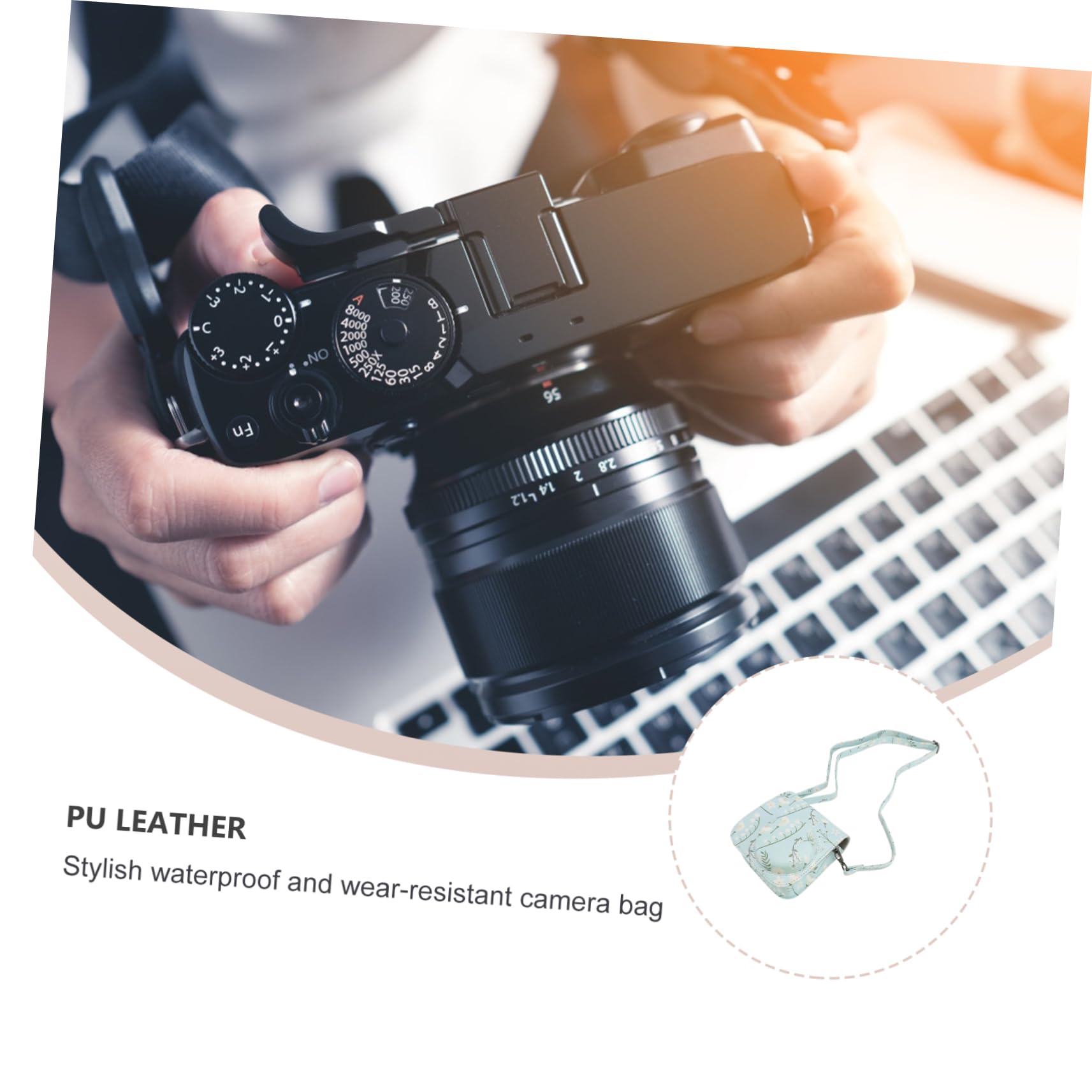 Hemobllo 2pezzi Borsa Protettiva Pu Per Fotocamera Istantanea Mini Con Design Fiore Stile Elegante e Pratico Con Tracolla
