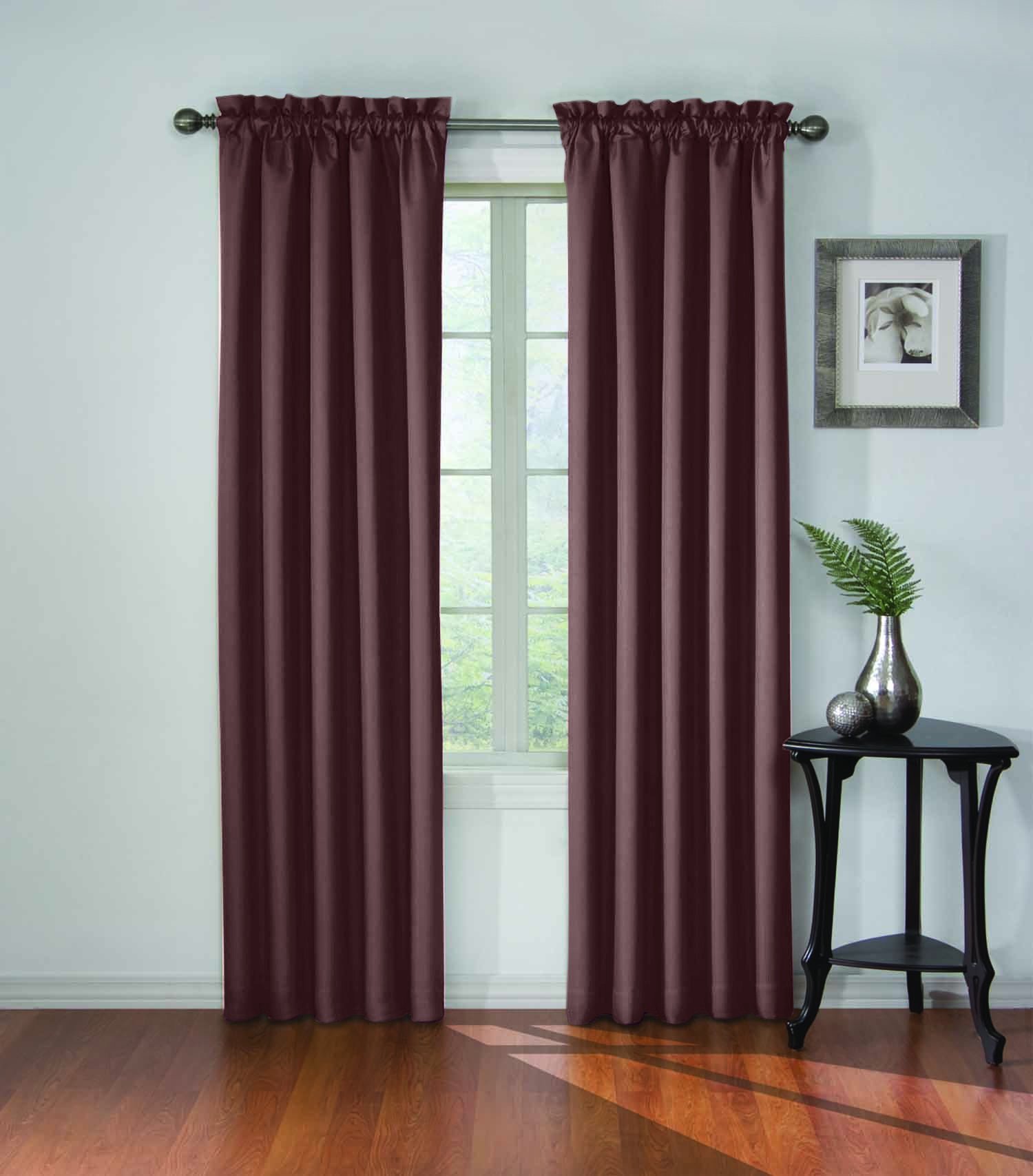 ECLIPSE Blackout Curtains for Bedroom - Corinne Insulated Darkening Single Panel Rod Pocket Window Treatment, Living Room, 42" x 84", Plum