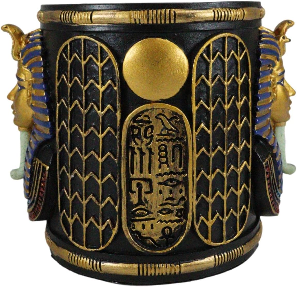 Ebros Gift Classical Egyptian Royalty King Tut Pharaoh Stationery Pen Holder Figurine 4" H Office Desktop Organizer Tutankhamun Ancient Ruler Of Egypt Son Of Horus
