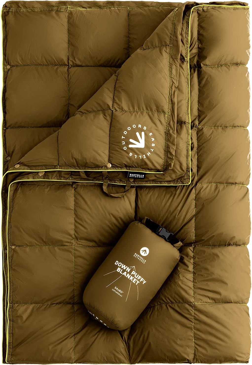 Easthills Outdoors 1 Person Down Puffy Camping Blanket 650 Fill Power Lightweight and Warm Water Resistant Backpacking Top Quilt - Ideal for Outdoors, Travel, Stadium, Festivals, Beach Trips Olive : Sports & Outdoors