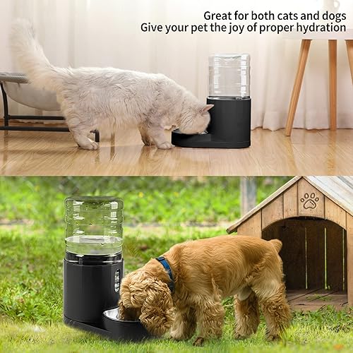 Miniatura 4 de CZPET Dispensador de agua para perros, cuenco de acero inoxidable de 4 L, dispensador automático de agua para gatos por gravedad, cuenco de agua