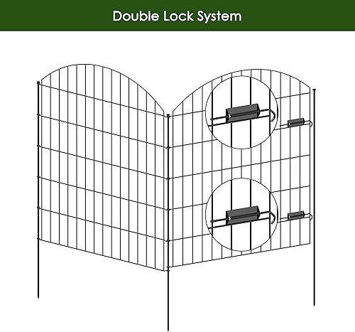 Miniatura 4 de FOREHOGAR 1 paquete de valla decorativa de metal para jardín, 5 paneles + 6 estacas, 1 paquete de puerta y vallas de jardín, 1 puerta + 4 paneles de