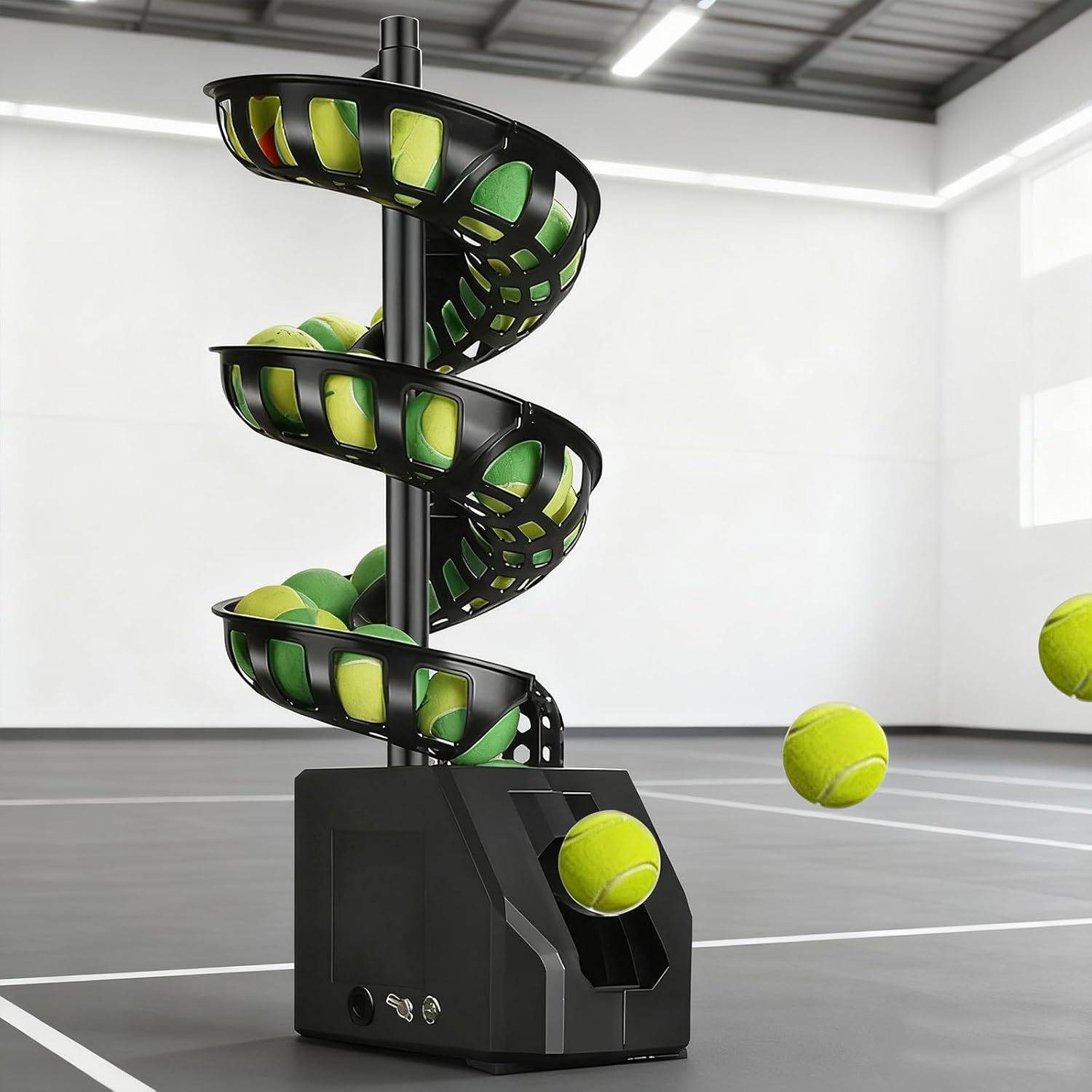 Portable Tennis Ball Machine with Remote Control - Adjustable Speed & Rotation Automatic Ball Launcher for Self-Play Training, Lightweight Practice Tool for Beginners and Coaches
