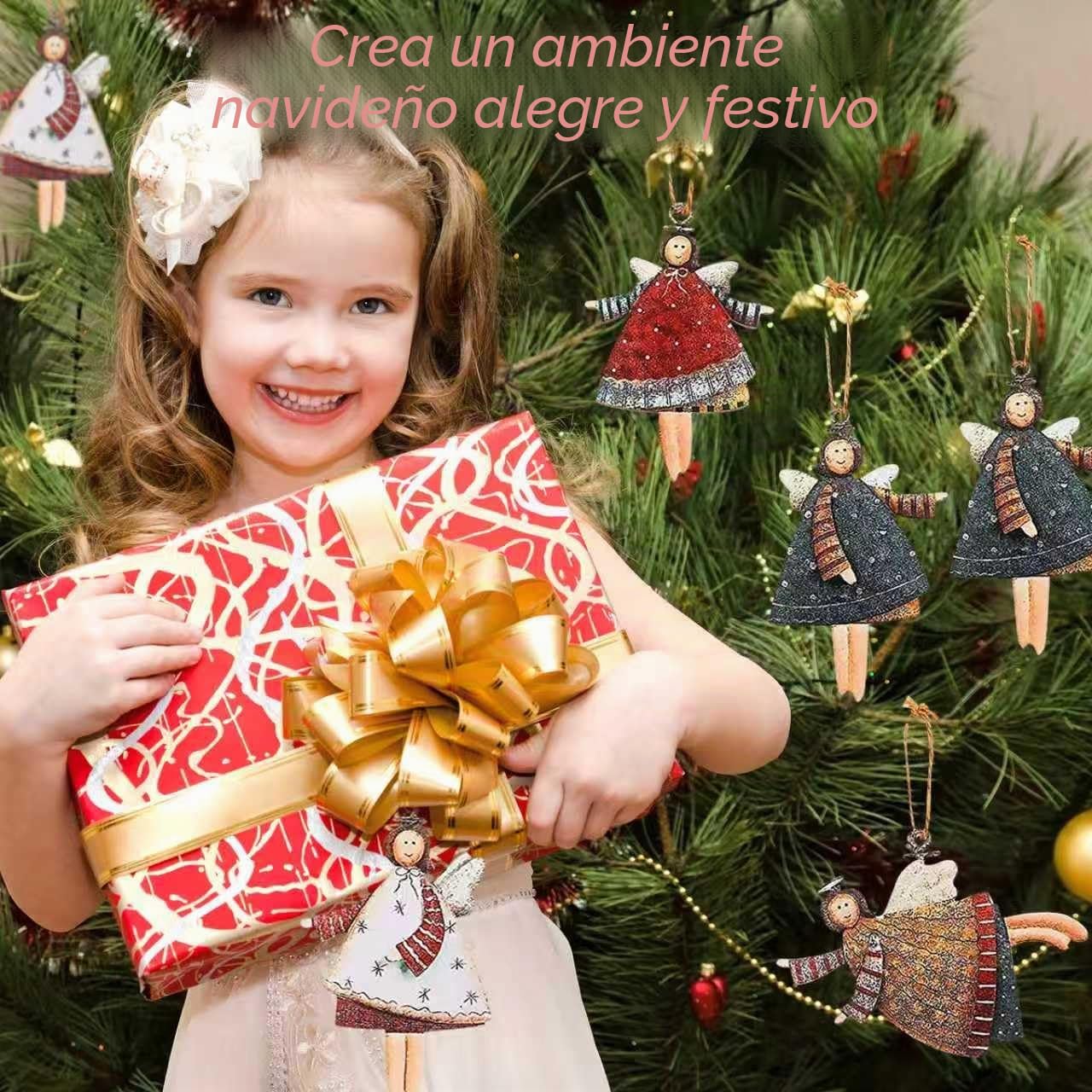 Adornos Árbol Navidad de Madera Ángeles 20 Piezas Decoración Colgante Hogar