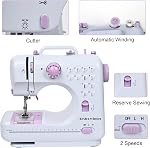 Mini Sewing Machine for Beginners (Includes Cover with Storage Pockets, Extension Table And Sewing supplies set) by Astrowinter AW-051-CA-A16