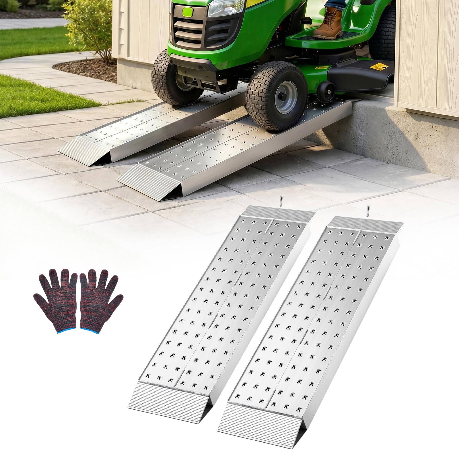 VEVOR Rampas de Carga de Aluminio para Remolques 2 Piezas, Rampas para Tractor 999 x 304 x 55 mm, Superficie Antideslizante, Capacidad Combinada de 1360 kg, para Motocicletas, Cortadoras de Césped