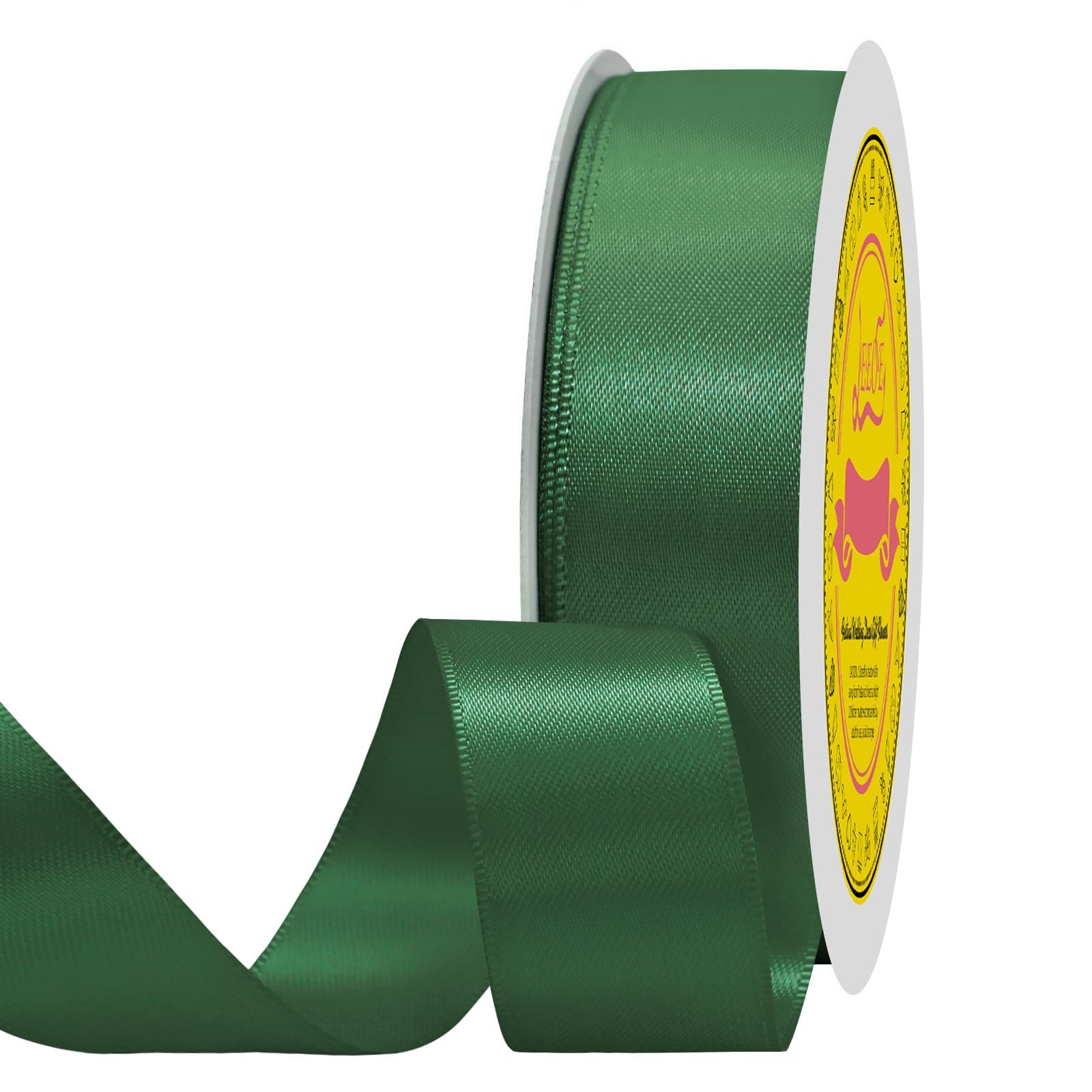 Nastro di raso verde foresta, 2,2 cm x 91,5 m, nastro in poliestere per confezioni regalo, molto adatto per matrimoni, feste, fiocchi per capelli, inviti e altro ancora