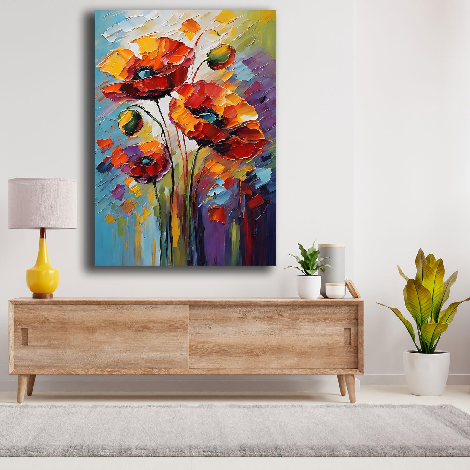 Printerland Quadro Moderno Soggiorno FIORI Astratto Quadri moderni da Parete XXL grande Stampa su tela Canvas Decorazione Murale muro Arredo Camera da letto Cucina (8, 70x100 cm)