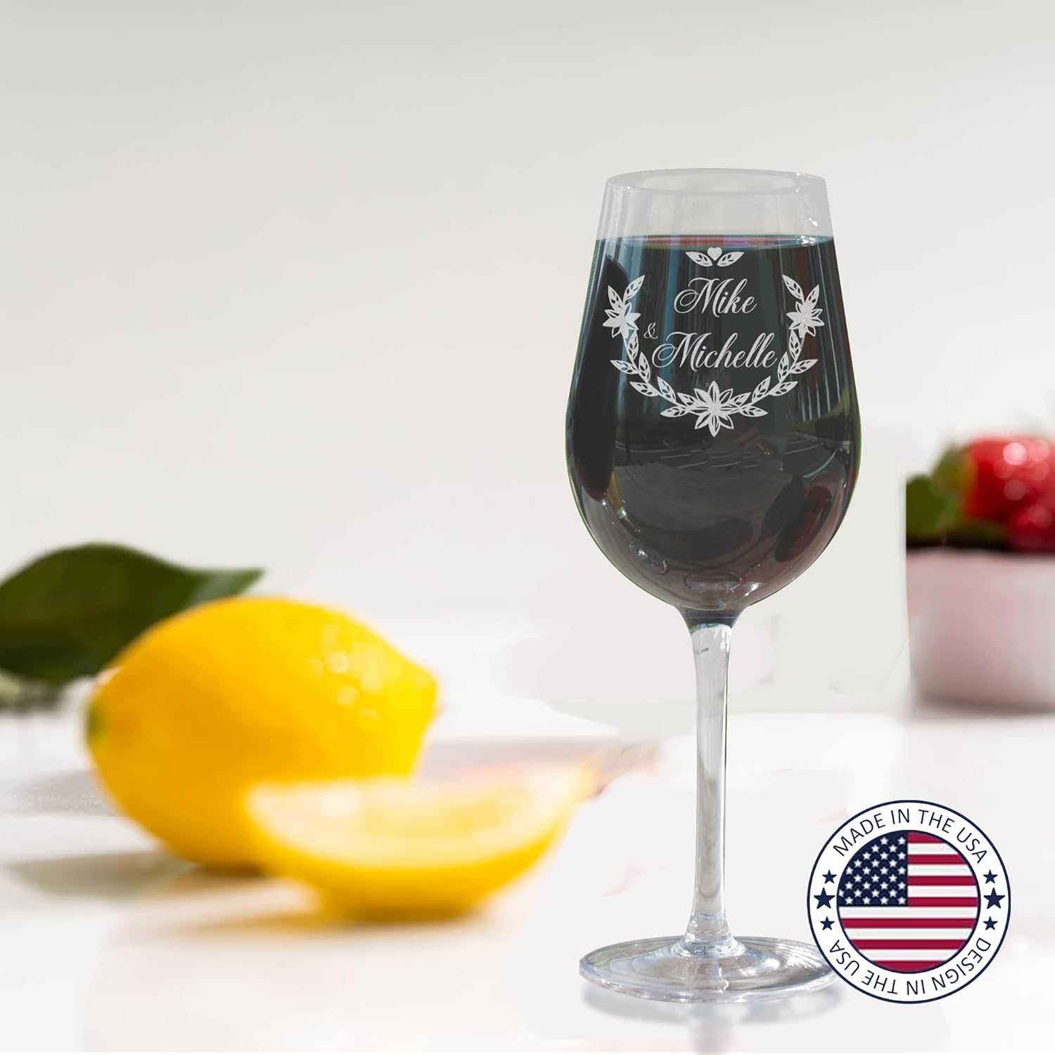 Custom Wine Glass Set of 2, Personalized Happy Anniversary Wine Glasses, Engraved Wedding Keepsake for Couple, Etched 40th/50th/60th Wedding Gift for Soulmate (Anniversary, 17oz Stemmed)