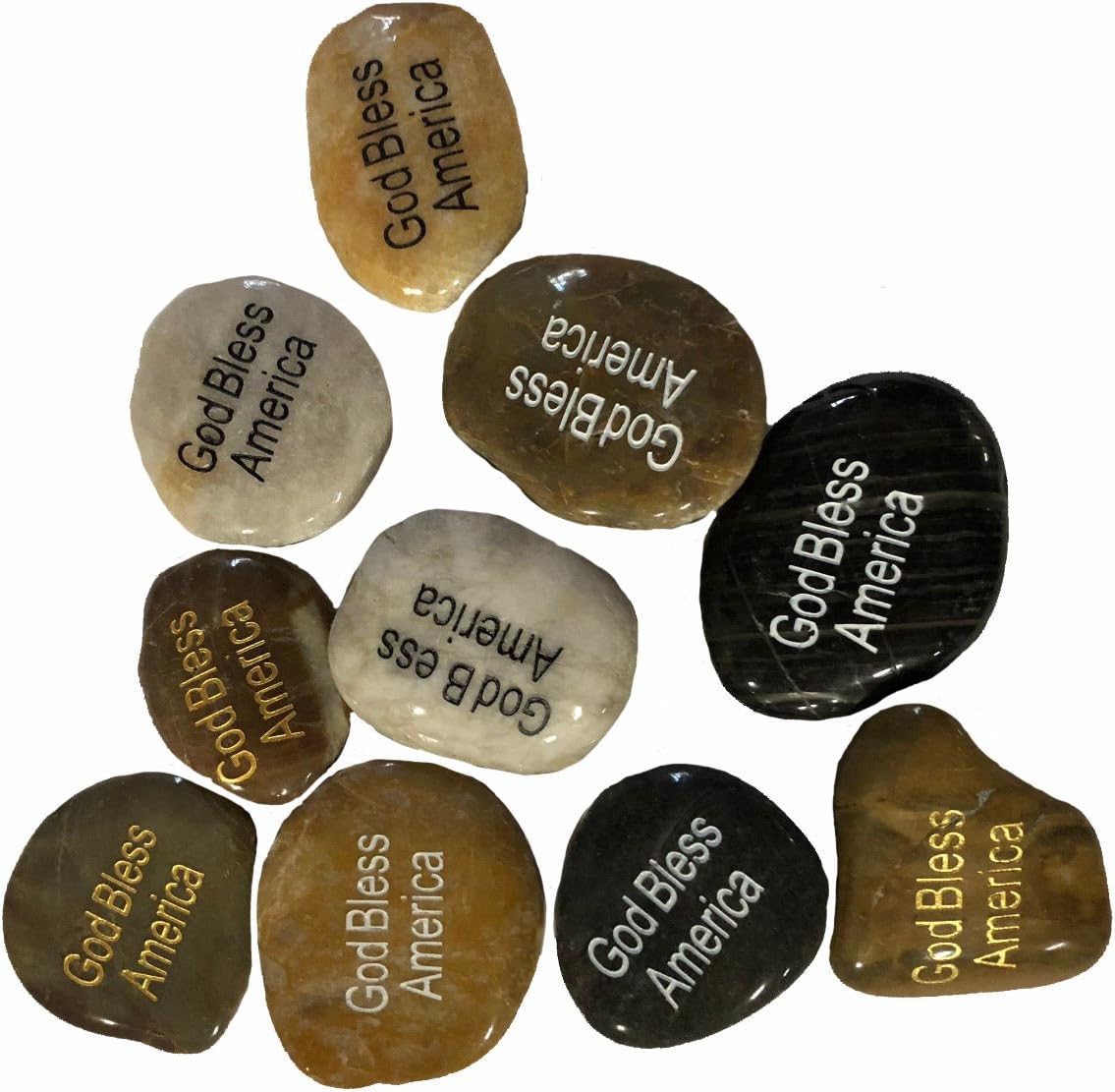 OEN Wholesale Inspirational Word River Stones Etched Bulk Lot 40pcs Big Stones God Bless America