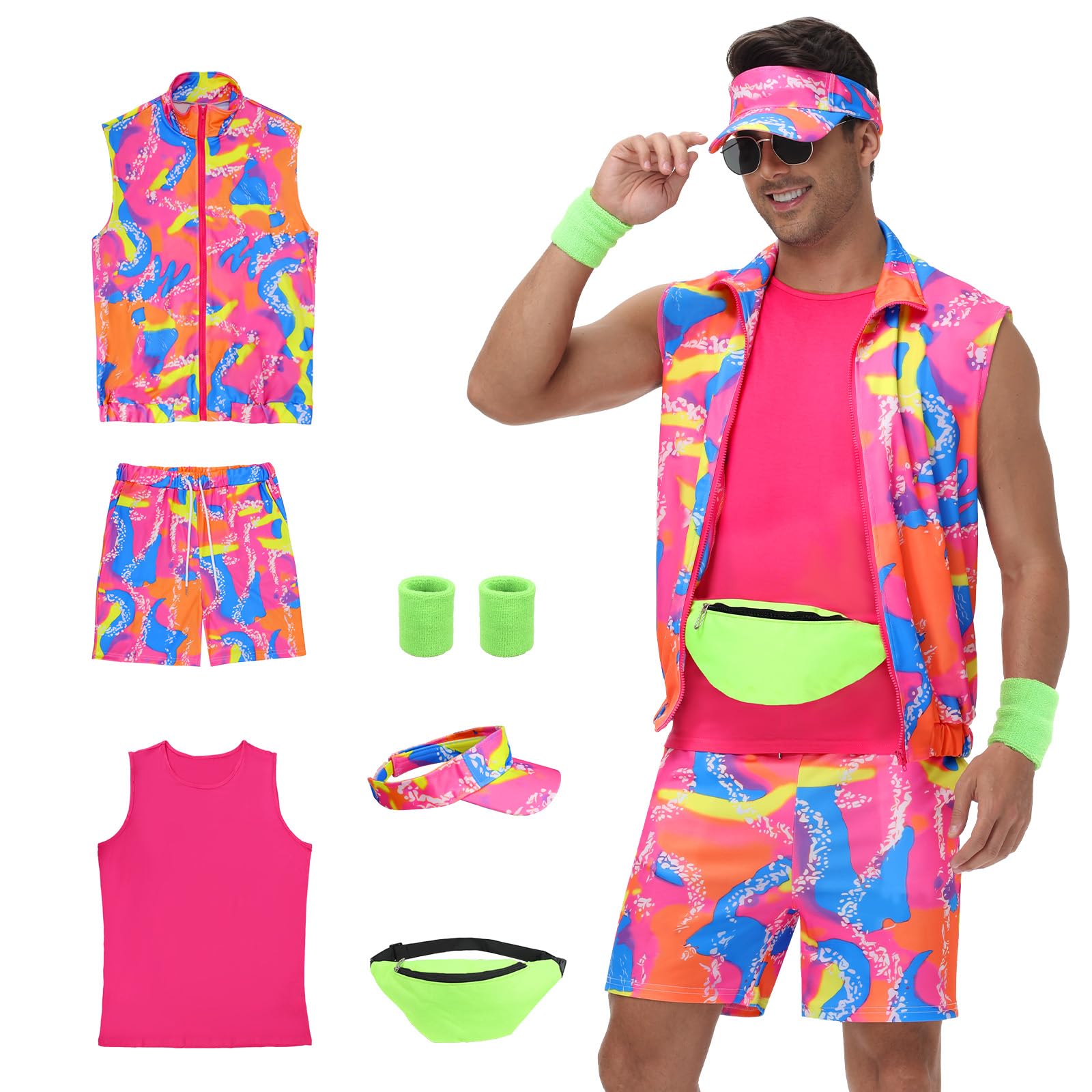 Disfraz de entrenamiento de los 80 para hombre, ropa de los 90 para adultos, disfraz de Halloween para parejas
