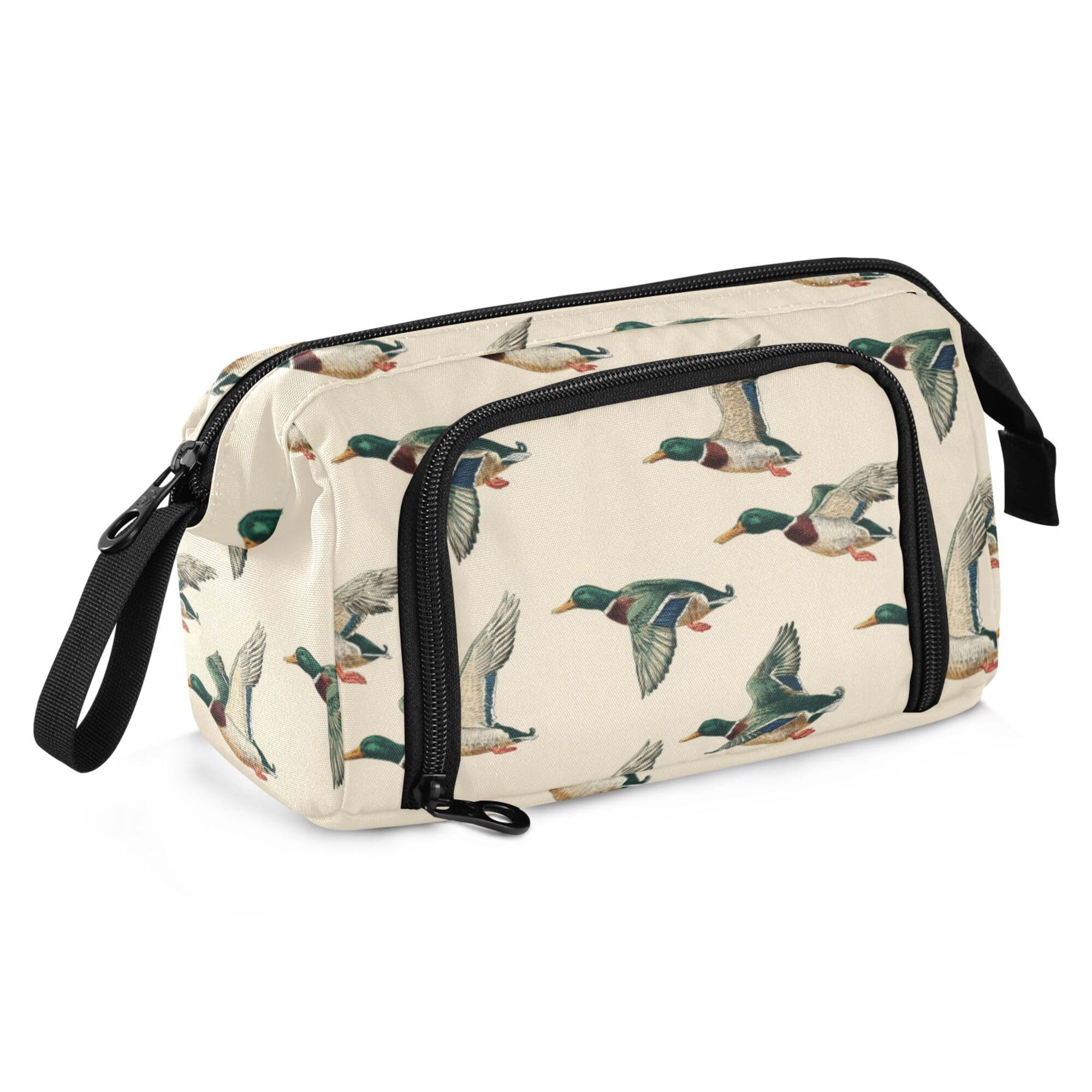 Fisyme Vintage Mallard Duck Pencil Case Large Capacity Pen Bags Box Big Makeup Pouch Organizer