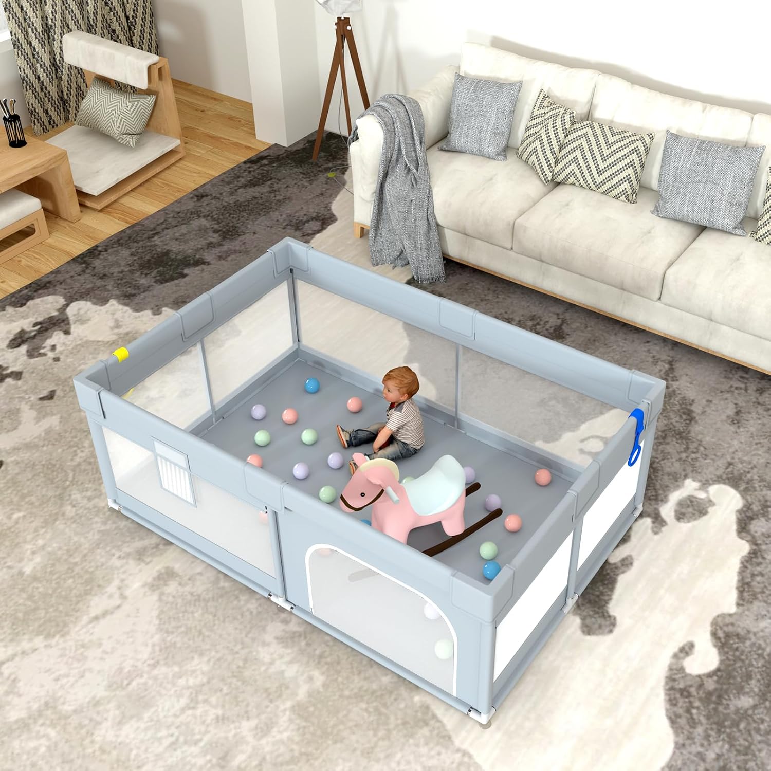 Baby Playpen,Playpen for Kids and Toddlers,Kids Activity Centre Safety Play Yard,Indoor&Outdoor,70"X47" Large Baby Playpen,Breathable Mesh