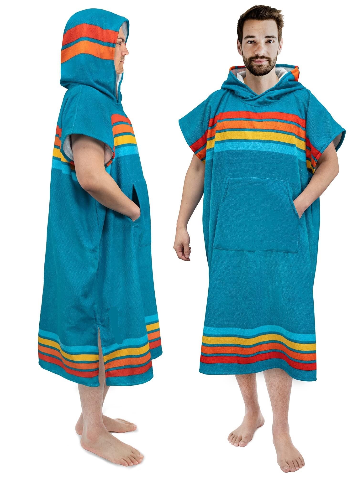 Genérico Poncho de Surf, Poncho Toalla Poncho Surf Capucha,Toalla Secado Rápido Que Se Cambia For Surfear,Nadar Playa, Deportes Al Aire Libre,Absorbente Y Portátil For Hombre Bolsillo(Sunset Blue)