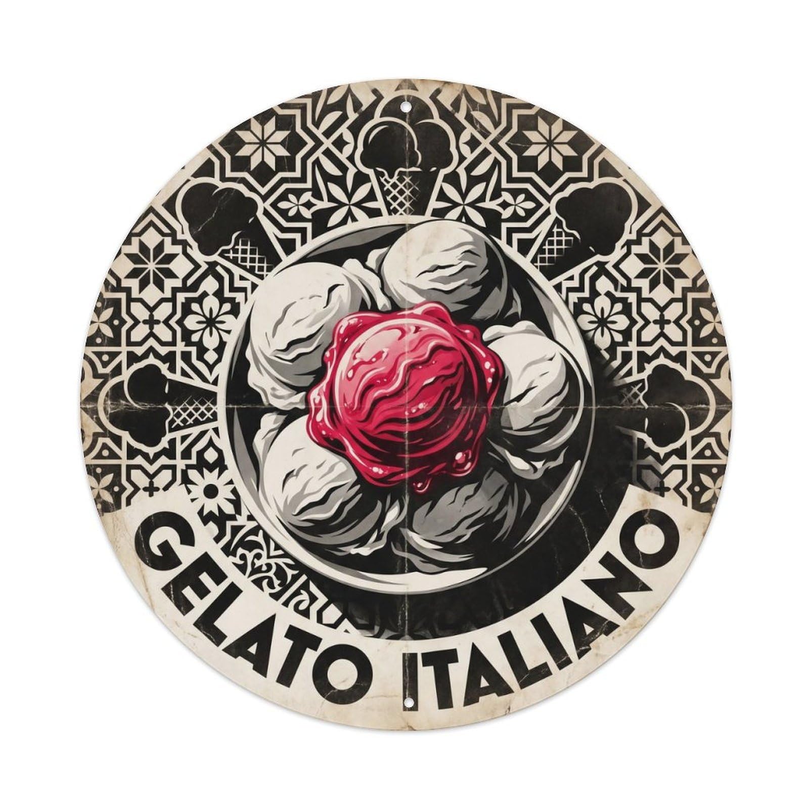 Retro Gelato Ice Cream Monochrome Dessert Metal Tin Sign