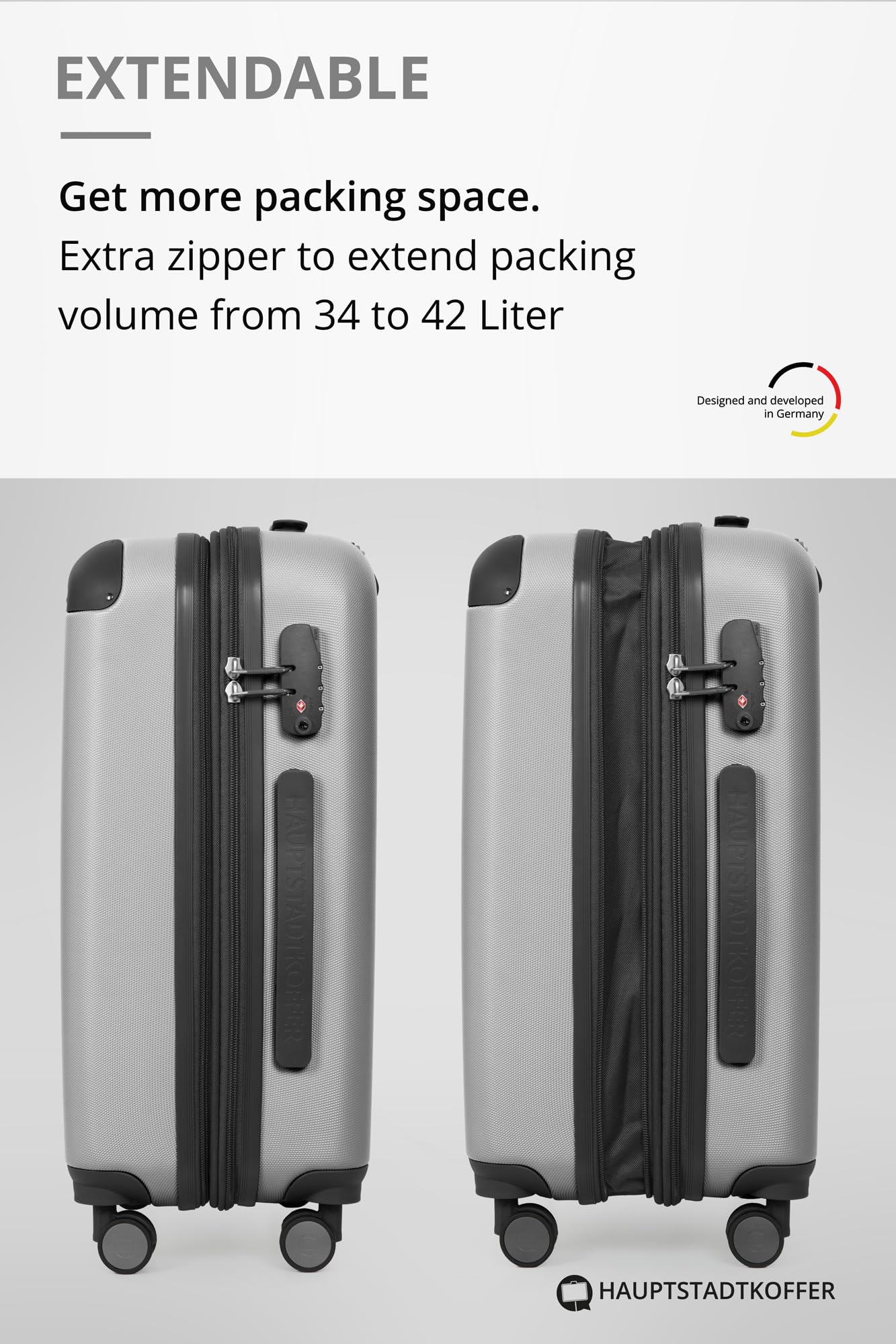 HAUPTSTADTKOFFER - Spree - Maleta rígida, Trolley expandible, Equipaje de Viaje, 4 Ruedas Dobles, TSA, 65 cm, 74 litros, Champán — view 106