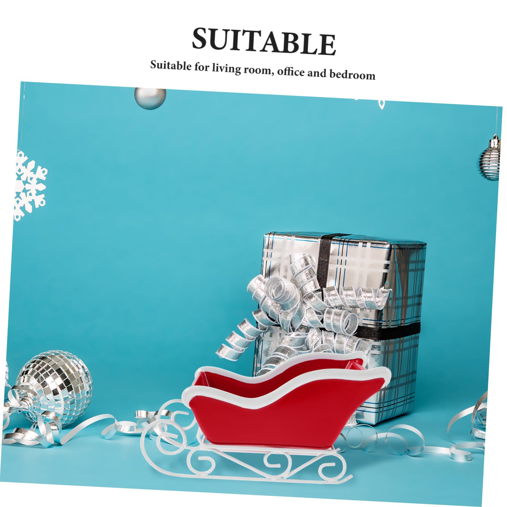 Miniatura Navideño con Base Roja Adorno Festivo para Decoración de Mesa Hogar y Oficina Centro de Mesa Navideño para Acogedor