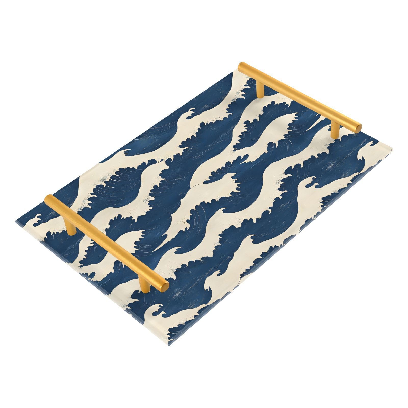 NFMILI Sea Wave Vanity Tray Rectangle Acrylic Bathroom Tray Serving Trays for Centerpieces Modern Home Decor for Kitchen Bathroom Bedroom Living Room 7.9 × 11.8 in