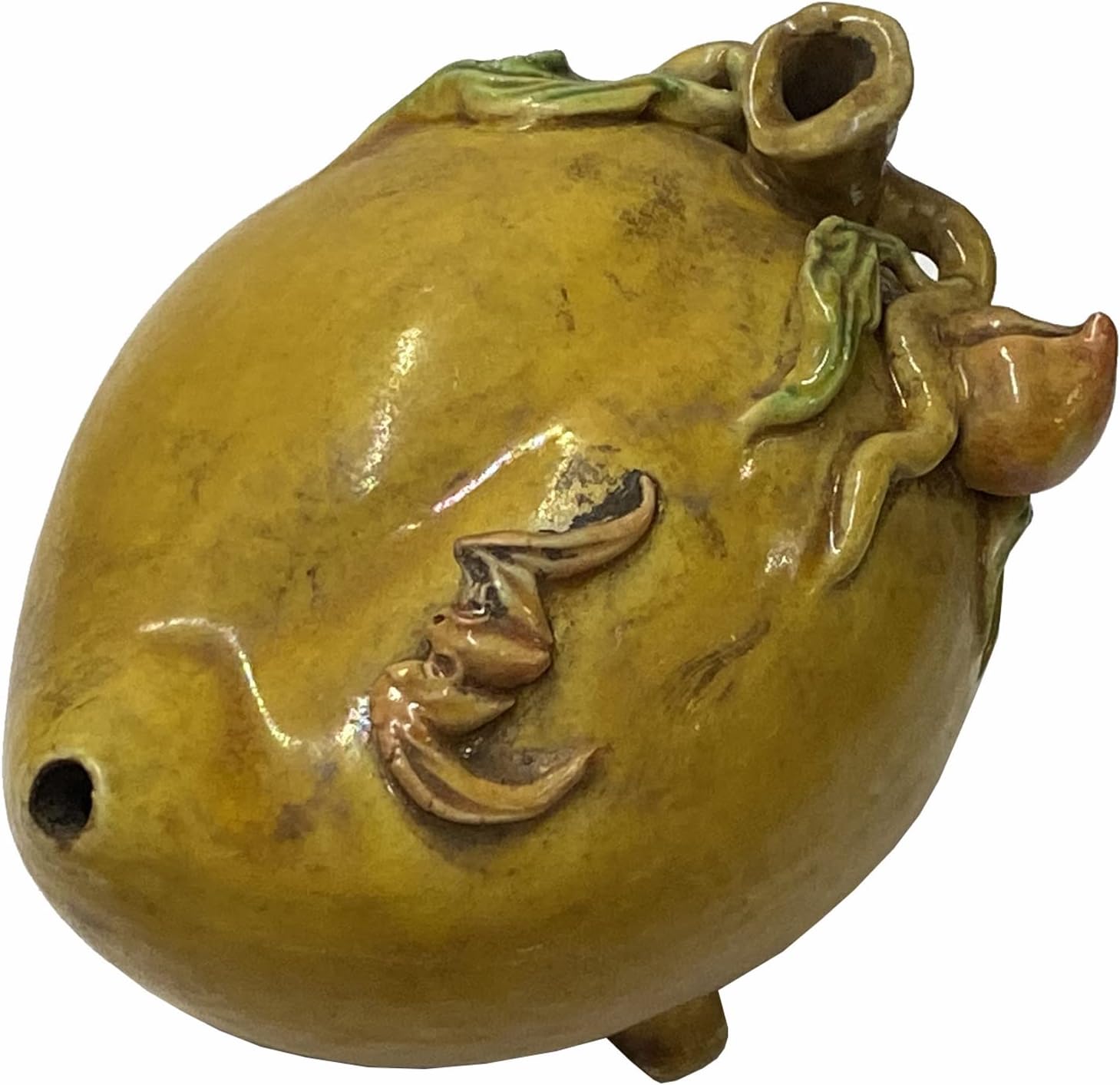 Chinese Yellow Brown Color Ceramic Peach Shape Display Aws1802