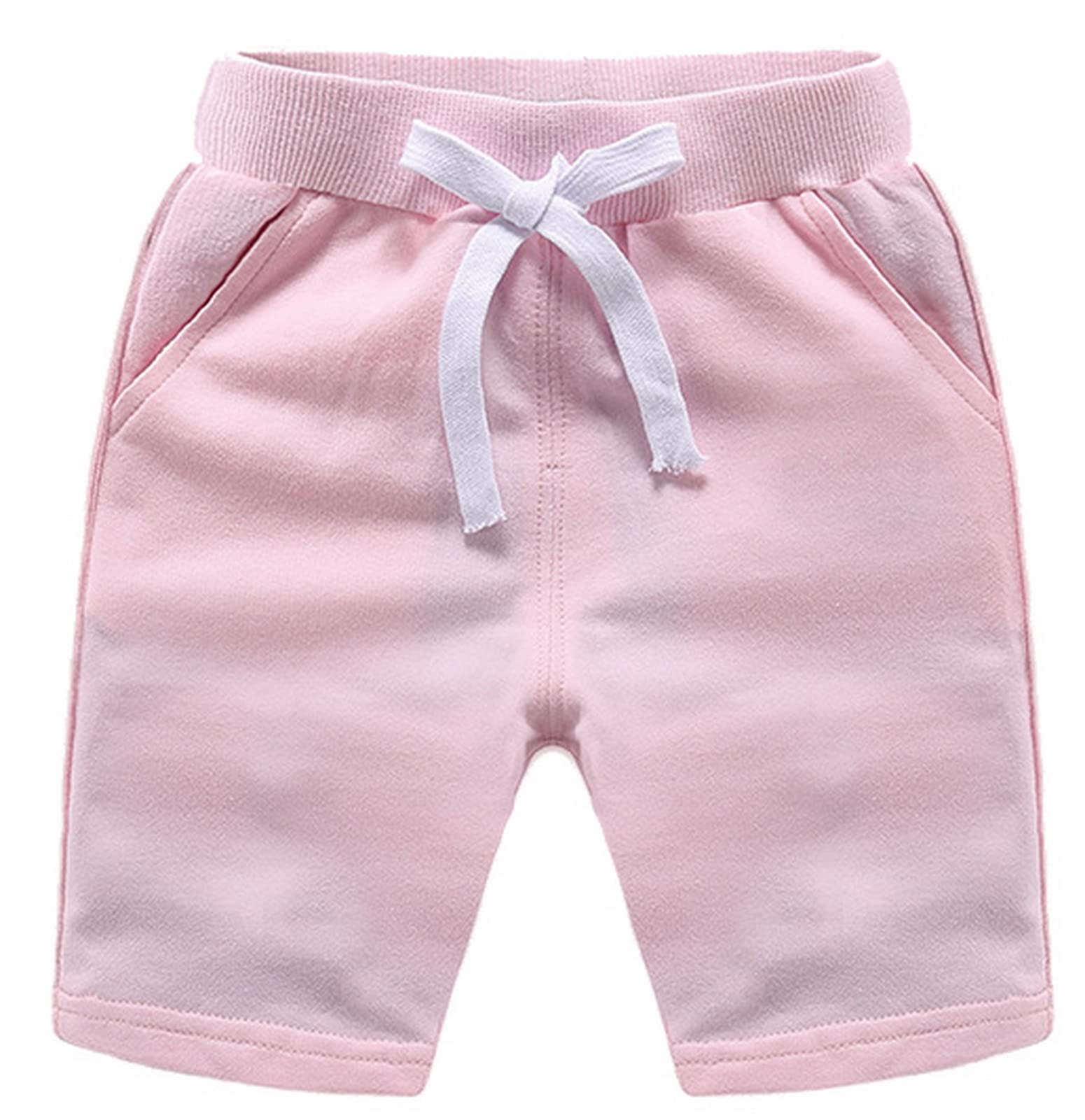 Grimgrow Pink Shorts, Girls 2-Piece Active Performance Shorts with Faux Drawstring Sports Running Shorts for Kids 4-16 Years